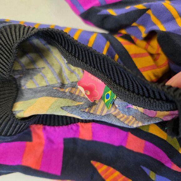 Farm Rio Cropped Over Sized Shirt‎ Womens Size PP US XS Geomtric Multicolor - Picture 8 of 13